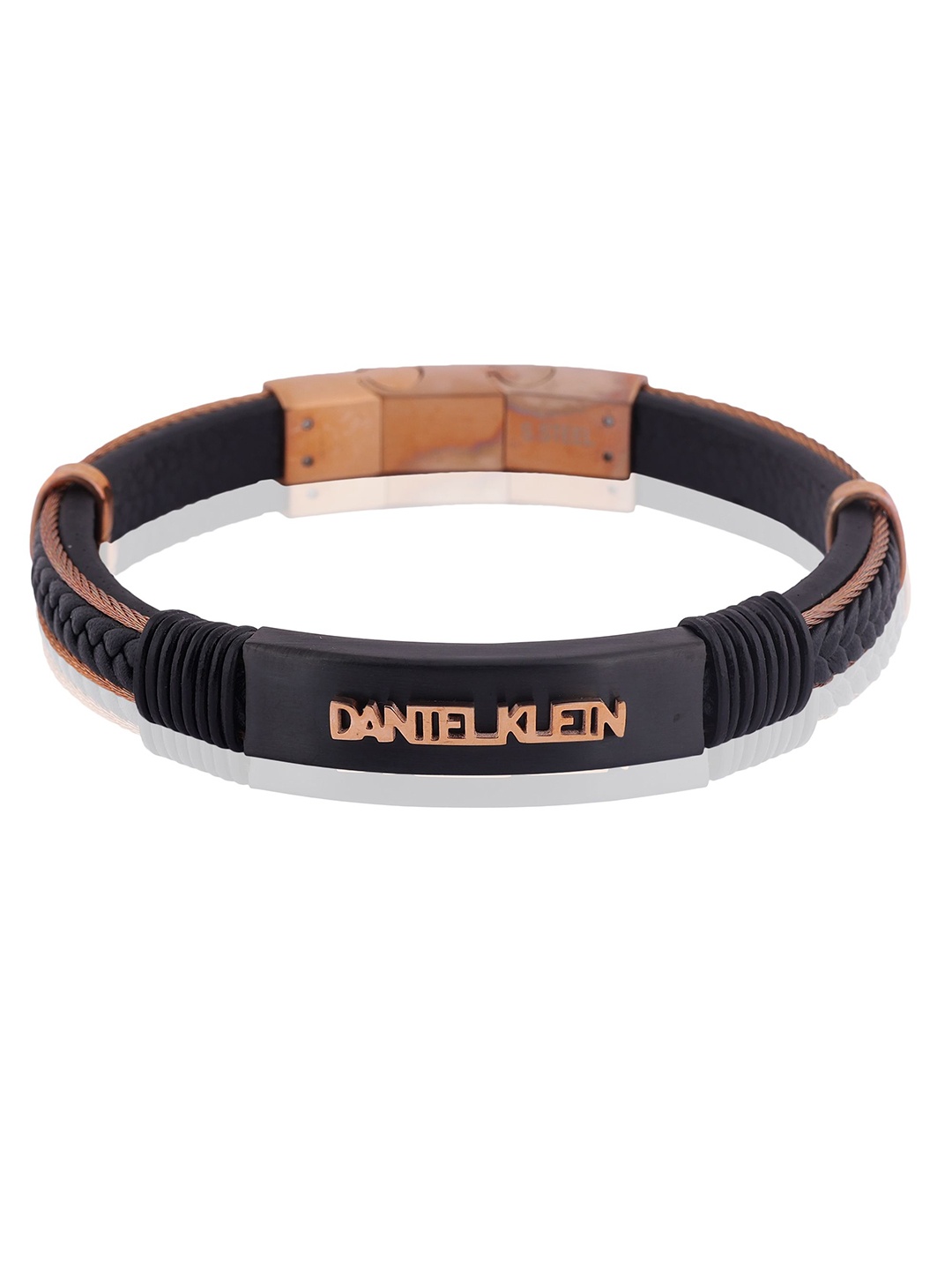 

Daniel Klein Men Leather Wraparound Bracelet, Rose gold