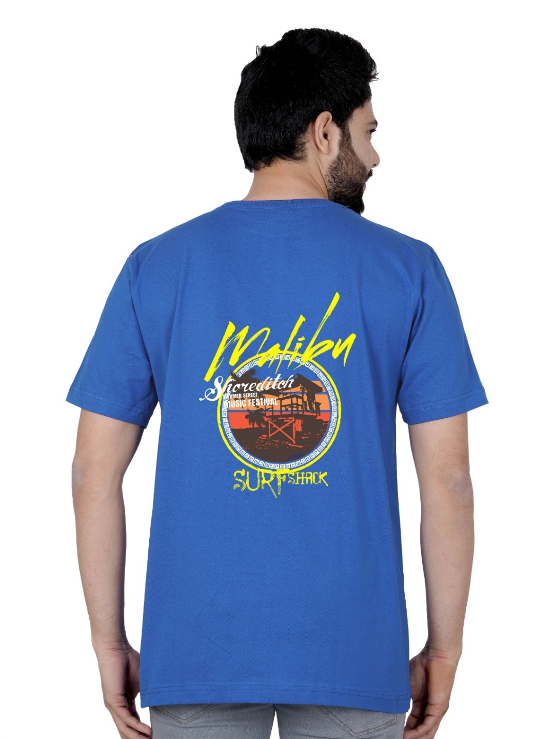 

LA MILANO Men Graphic Printed Round Neck Pure Cotton Slim Fit T-shirt, Blue