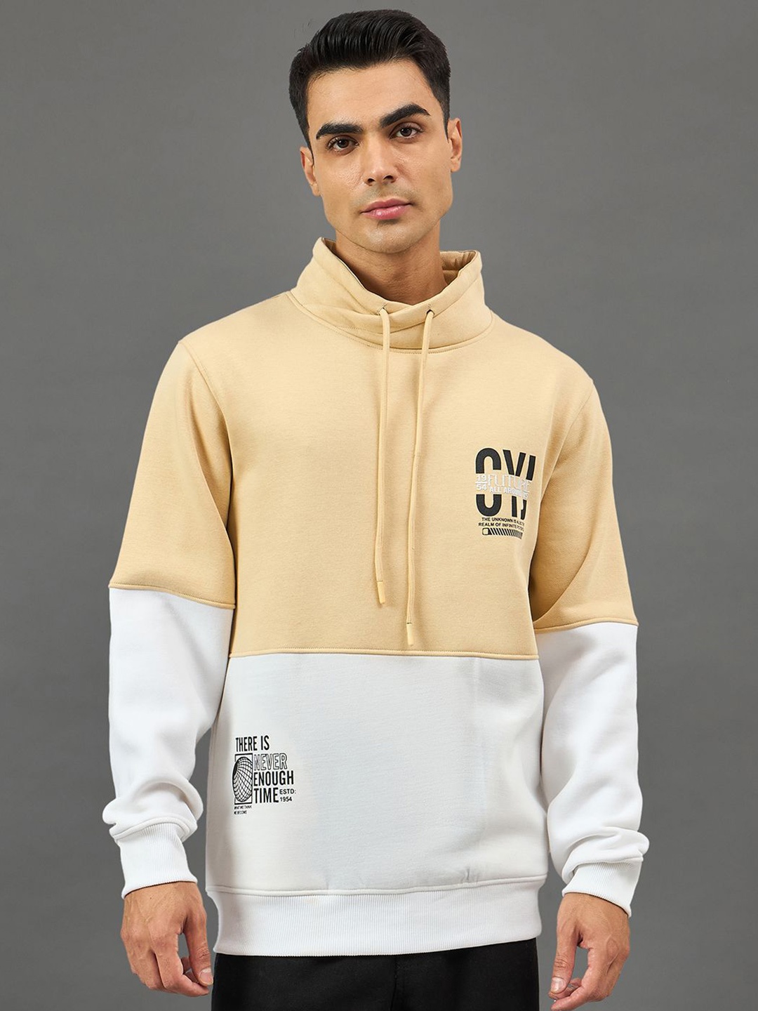 

Club York Men Colourblocked Sweatshirt, Beige