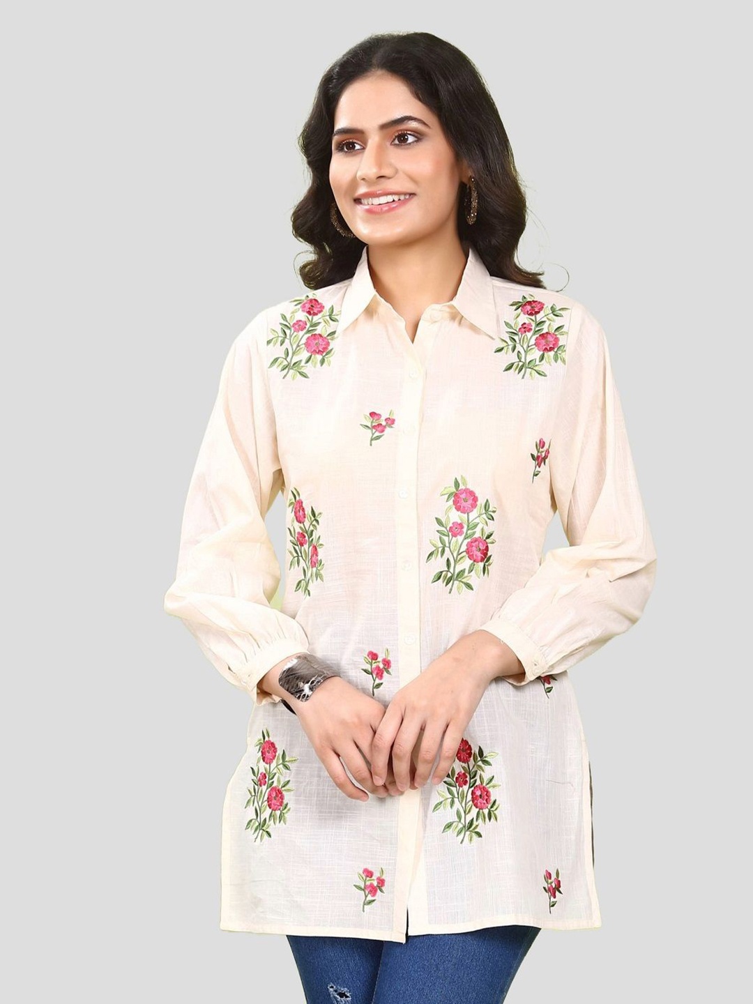

COTTON CULTURE Embroidered Cotton Tunic, Off white
