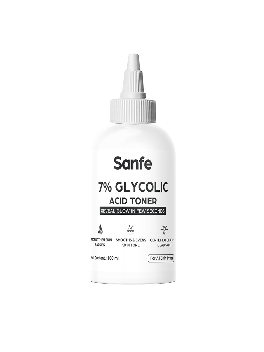 

Sanfe 7% Glycolic Acid Toner with Chamomile & Aloevera - 100 ml, White