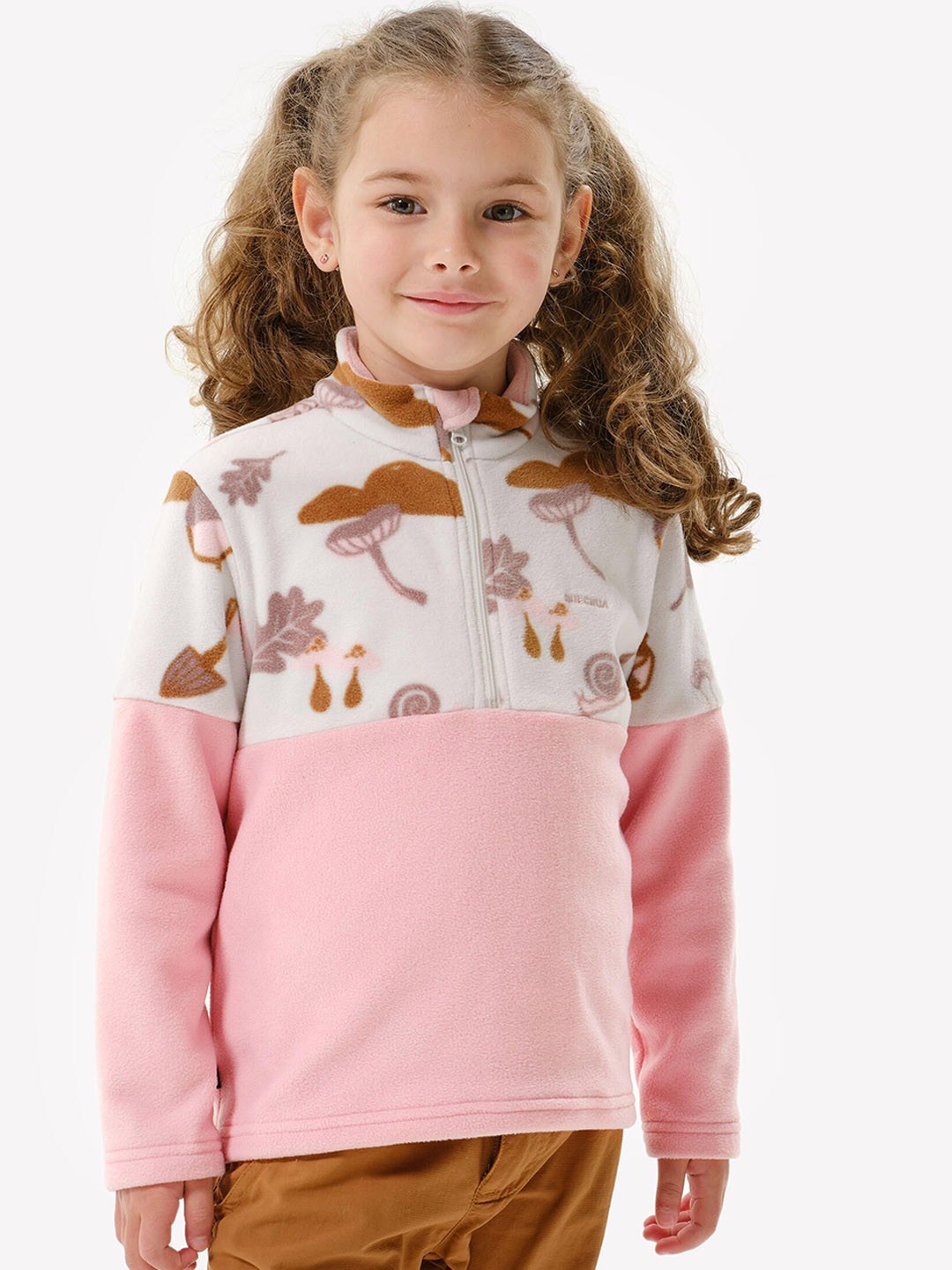 

Quechua By Decathlon Girls Mock Collar Colourblocked Casual Jacket, Pink