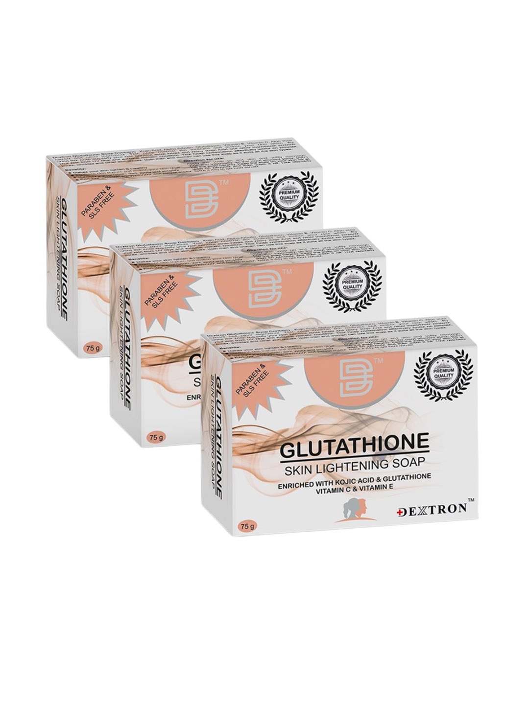 

Dextron Set Of 3 Skin Lightening Glutathione Soaps - 75 g Each, White