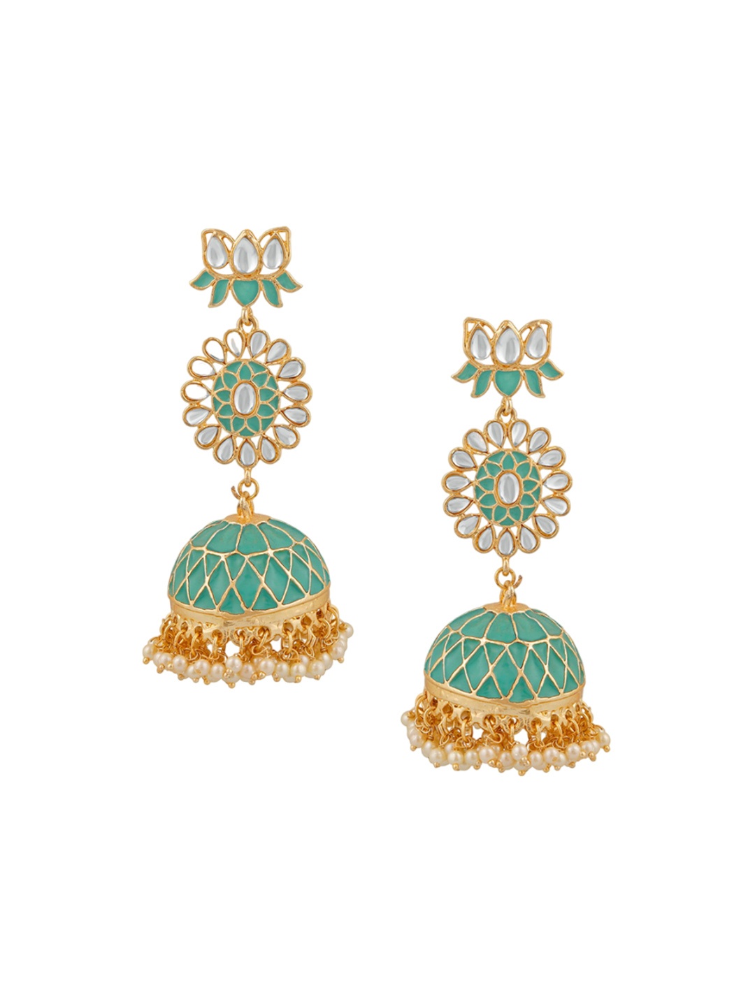 

Stefan Gold-Plated Contemporary Jhumkas Earrings, Green