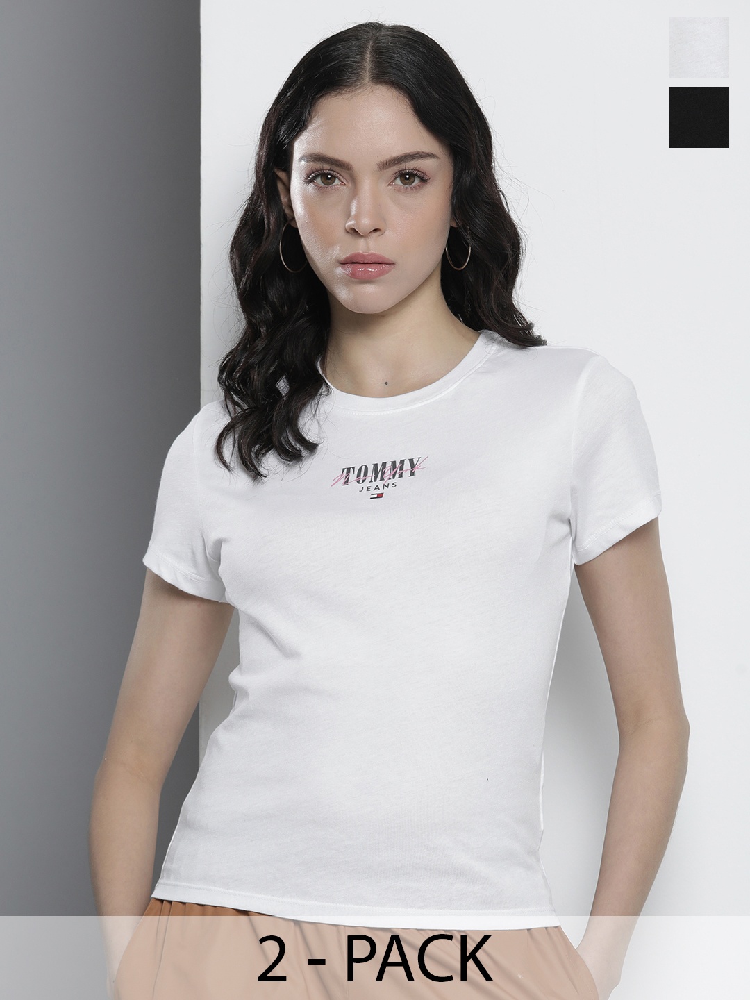

Tommy Hilfiger Pack Of 2 Brand Logo Printed Slim Fit T-shirt, White