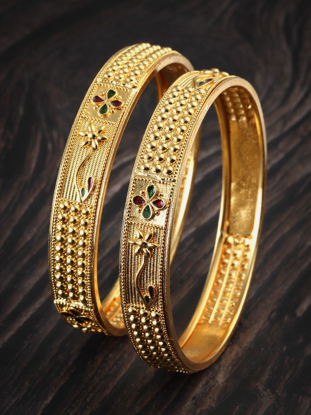 

Sanjog Set Of 2 Gold-Plated Stones-Studded Bangles