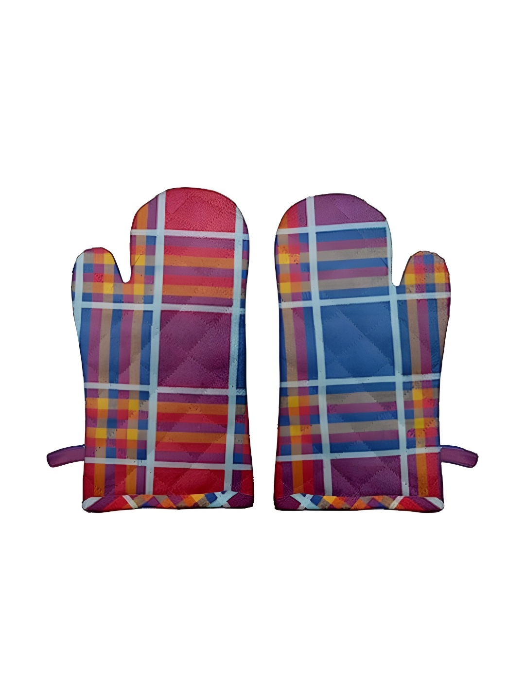 

Lushomes Red & Blue 2 Pieces Checked Pure Cotton Oven Gloves