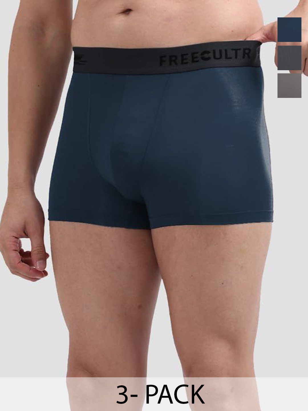 

FREECULTR Pack Of 3 Anti Bacterial Micromodal Airsoft Trunk, Grey