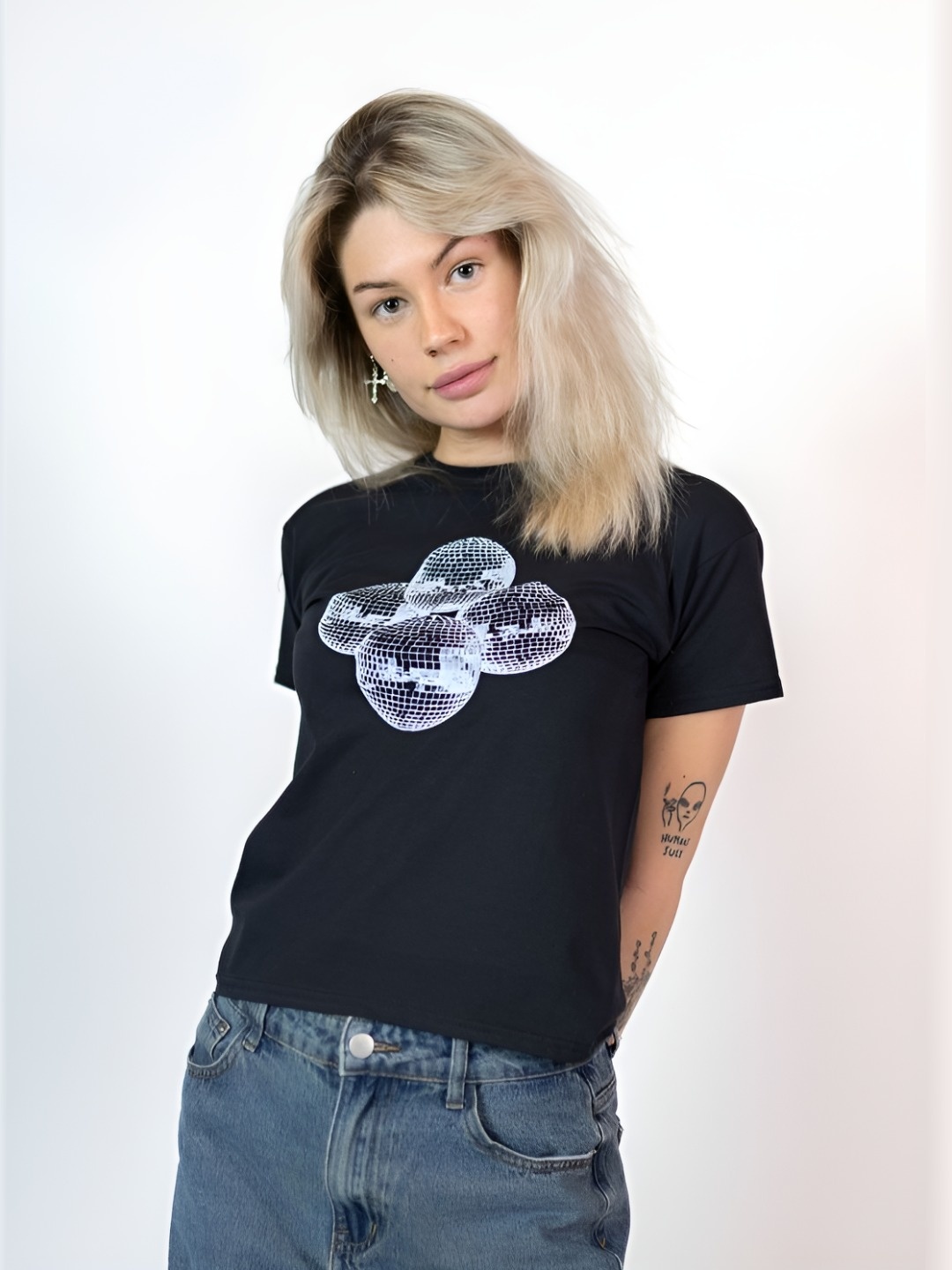 

LULU & SKY Women Graphic Printed Round Neck T-shirt, Black