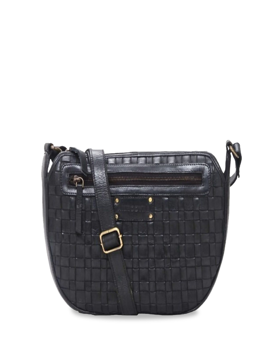 

ANNODYNE Women Textured Structured Leather Satchel Bag, Black
