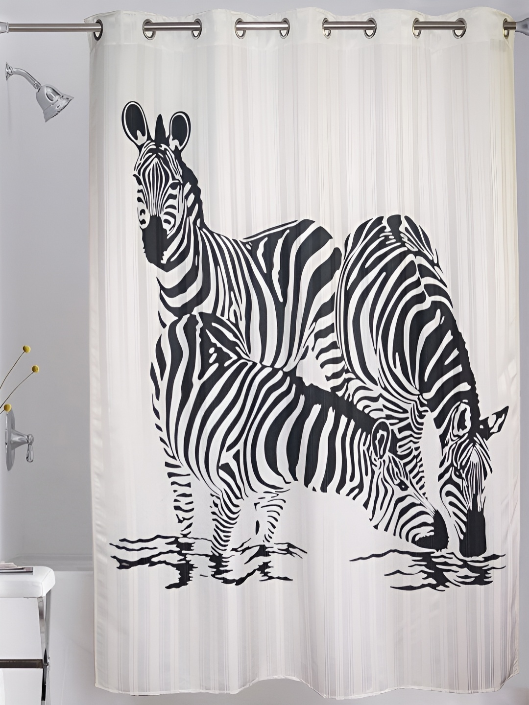 

Lushomes Black & White Zebra Printed Shower Curtain