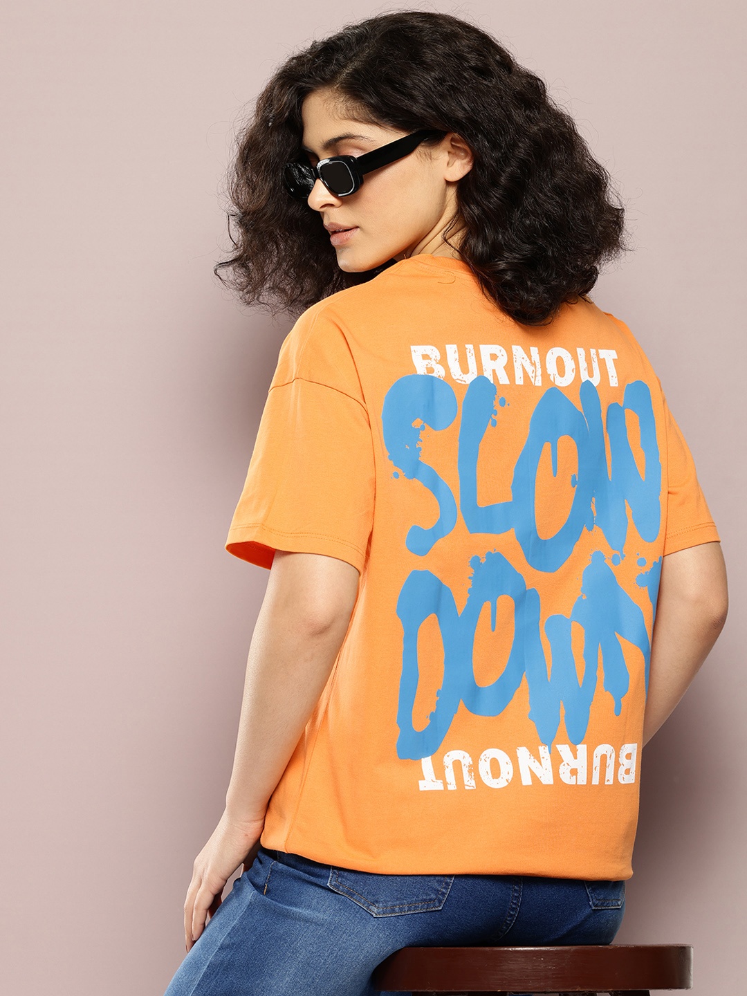 

Kook N Keech Typography Printed Drop-Shoulder Sleeves Pure Cotton T-shirt, Peach