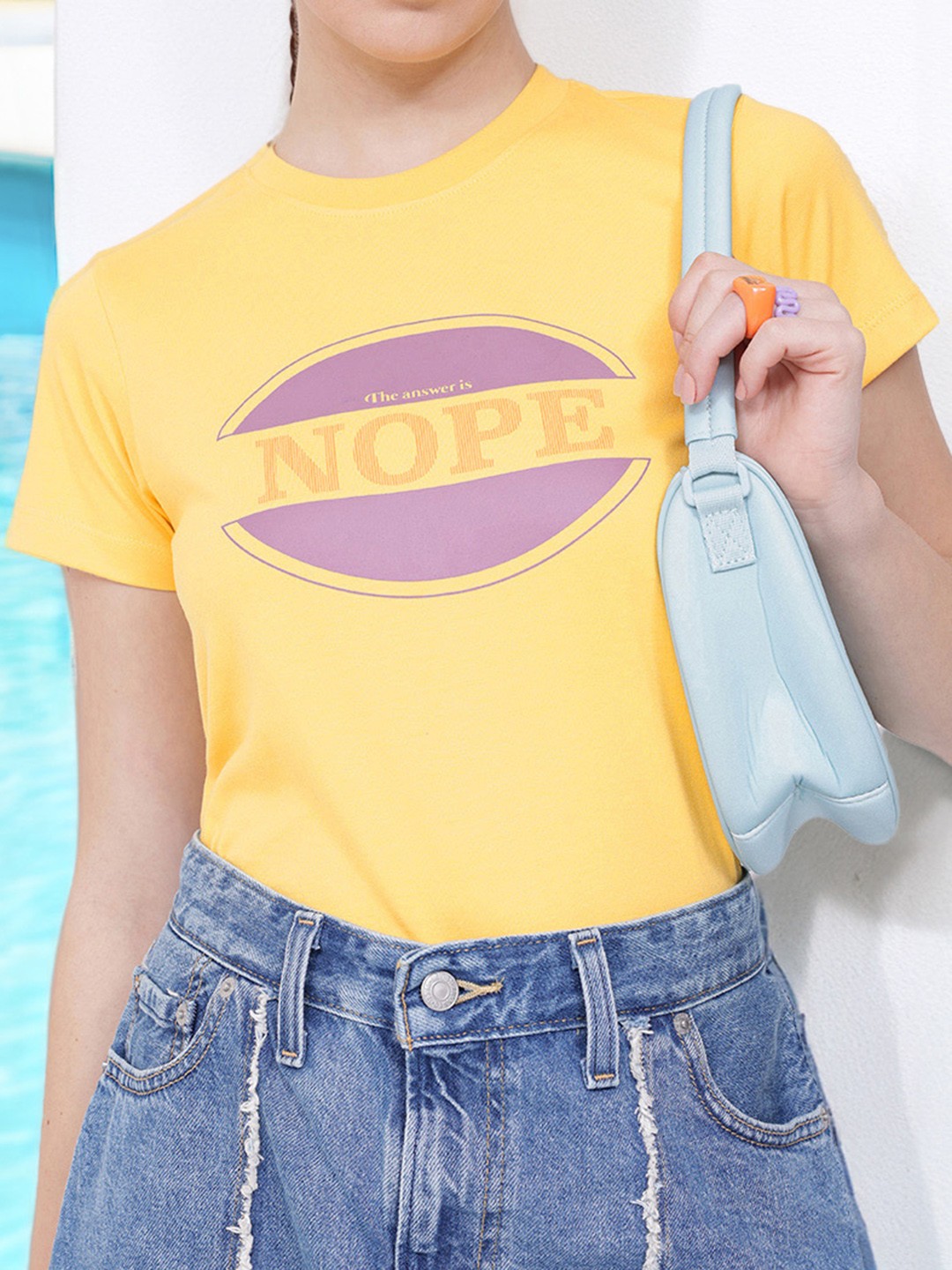 

DressBerry Classic Minimalist Printed T-shirt, Yellow