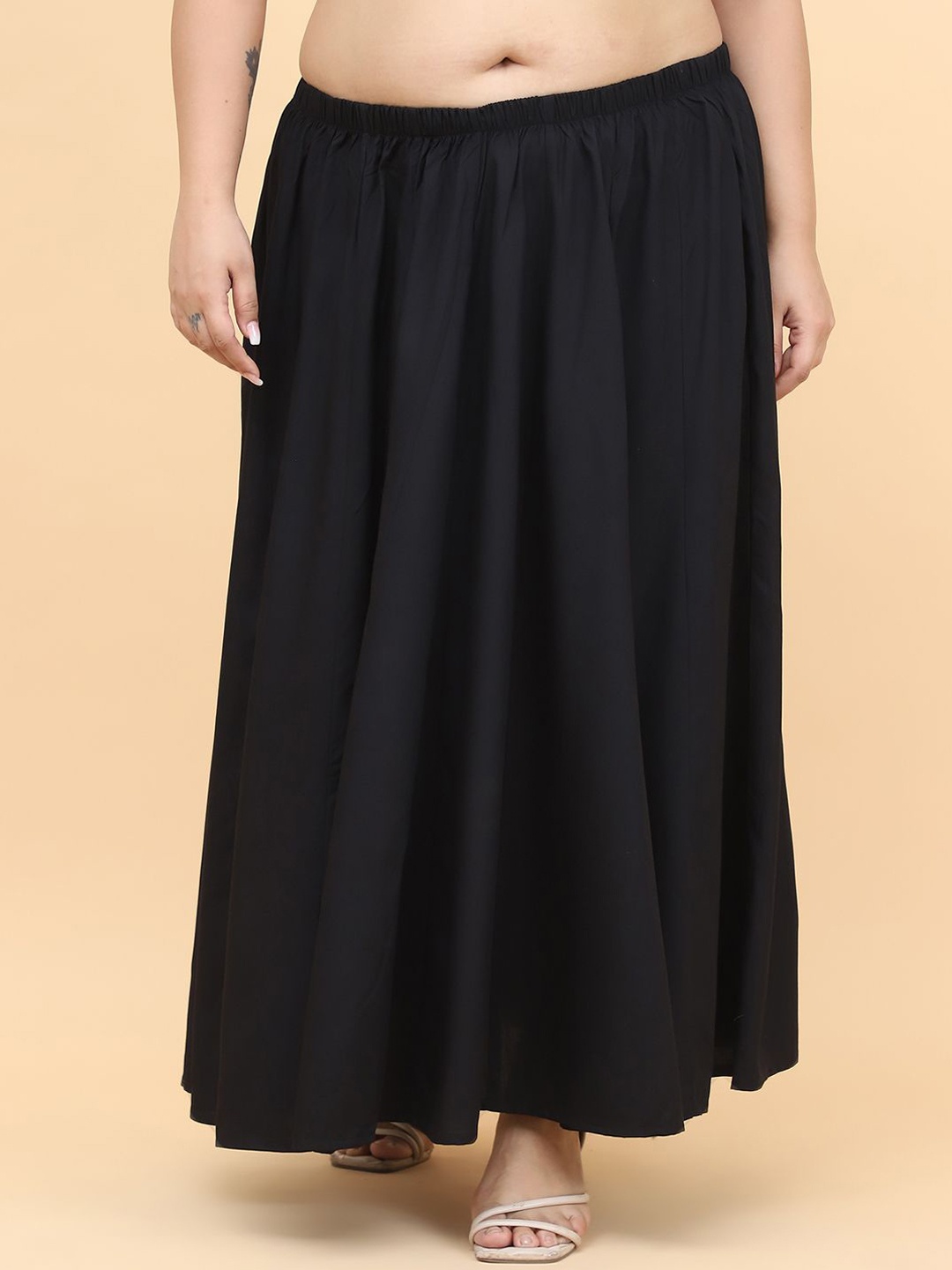 

theRebelinme Women Pleated A-Line Maxi Skirt, Black