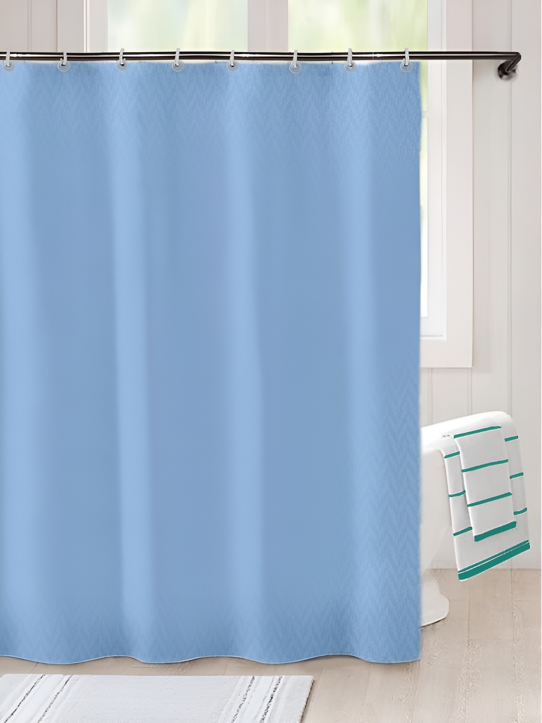 

Lushomes Blue Zig-Zag Patterned Shower Curtains