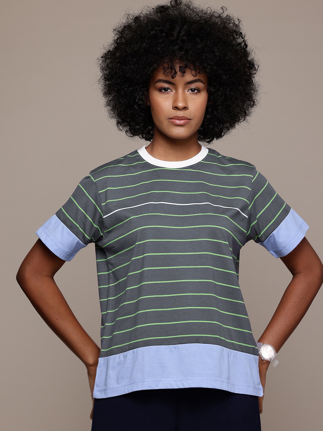 

The Roadster Lifestyle Co. Striped T-shirt, Charcoal