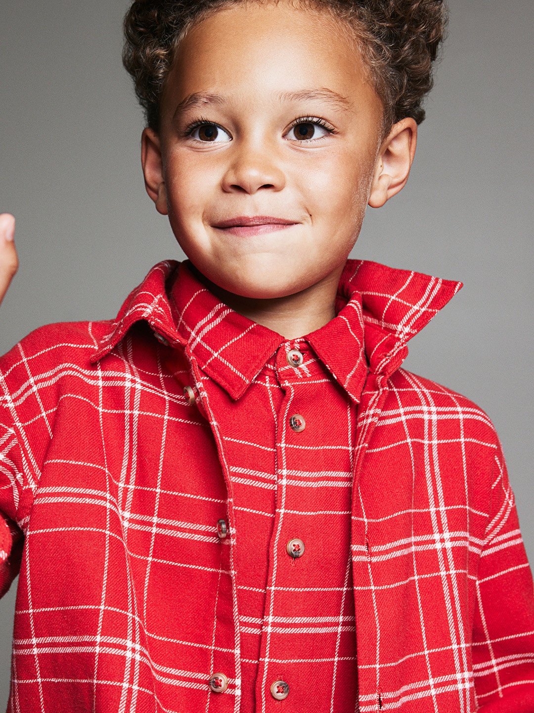 

H&M Boys Checked Pure Cotton Flannel Shirt, Red