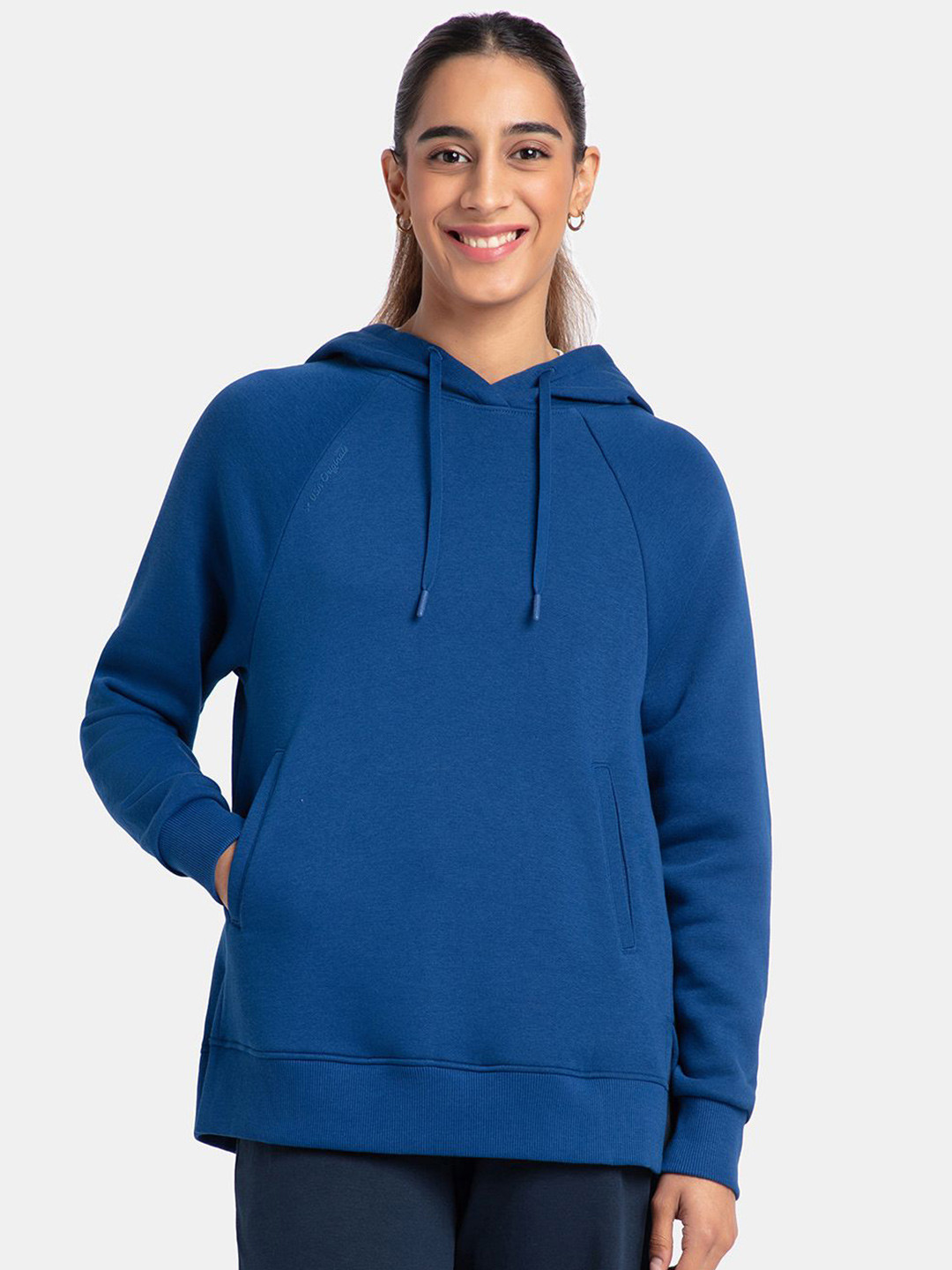

Jockey Super Combed Cotton Rich Fleece Fabric Drop Shoulder Styled Hoodie Sweatshirt -U107, Navy blue