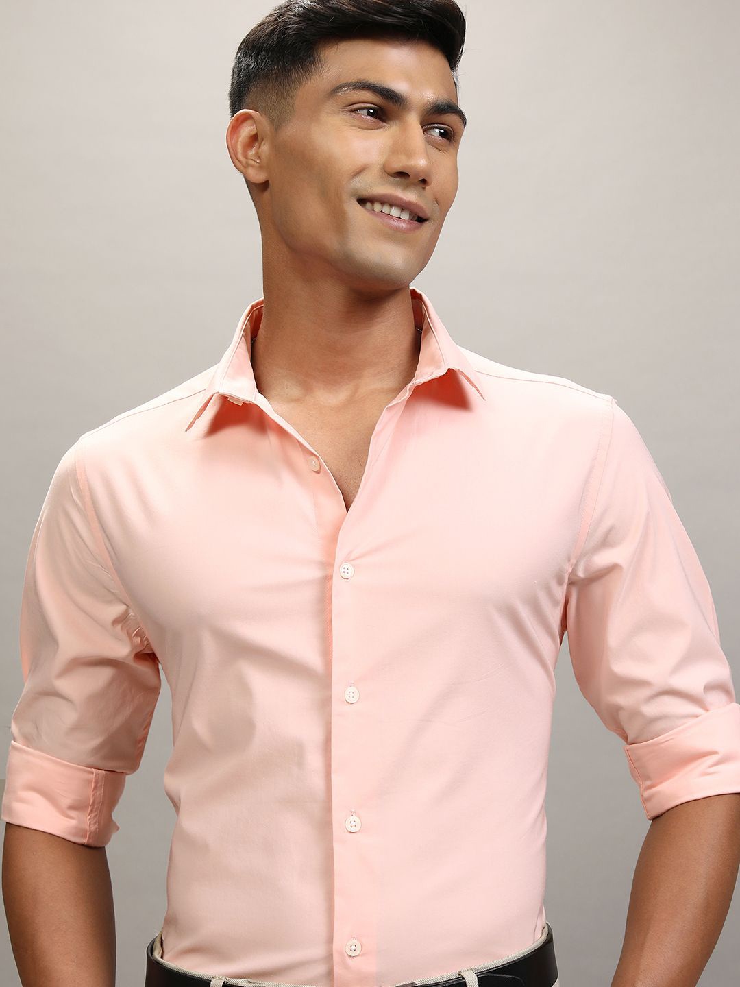 

Locomotive Premium Men Solid Shirt, Peach