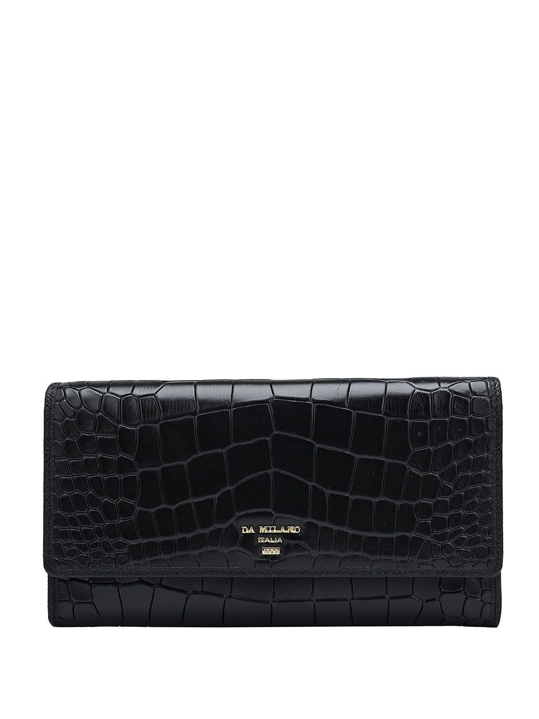 

Da Milano Women Textured Leather Envelope, Black