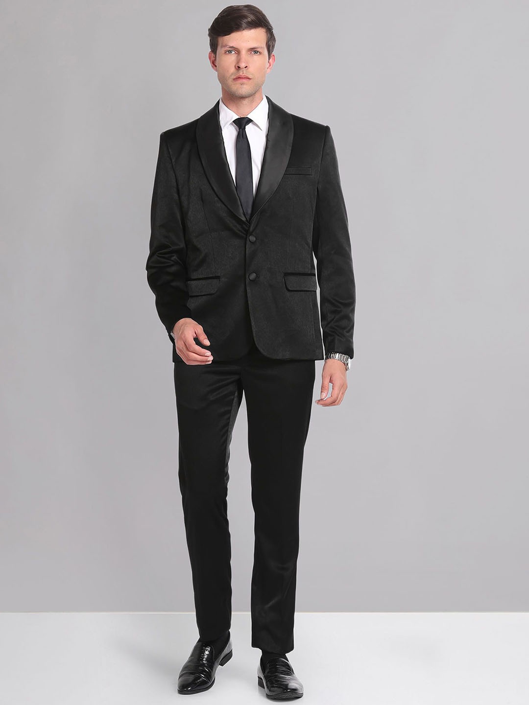 

AD By Arvind Men Single-Breasted Two-Piece Formal Suit, Black