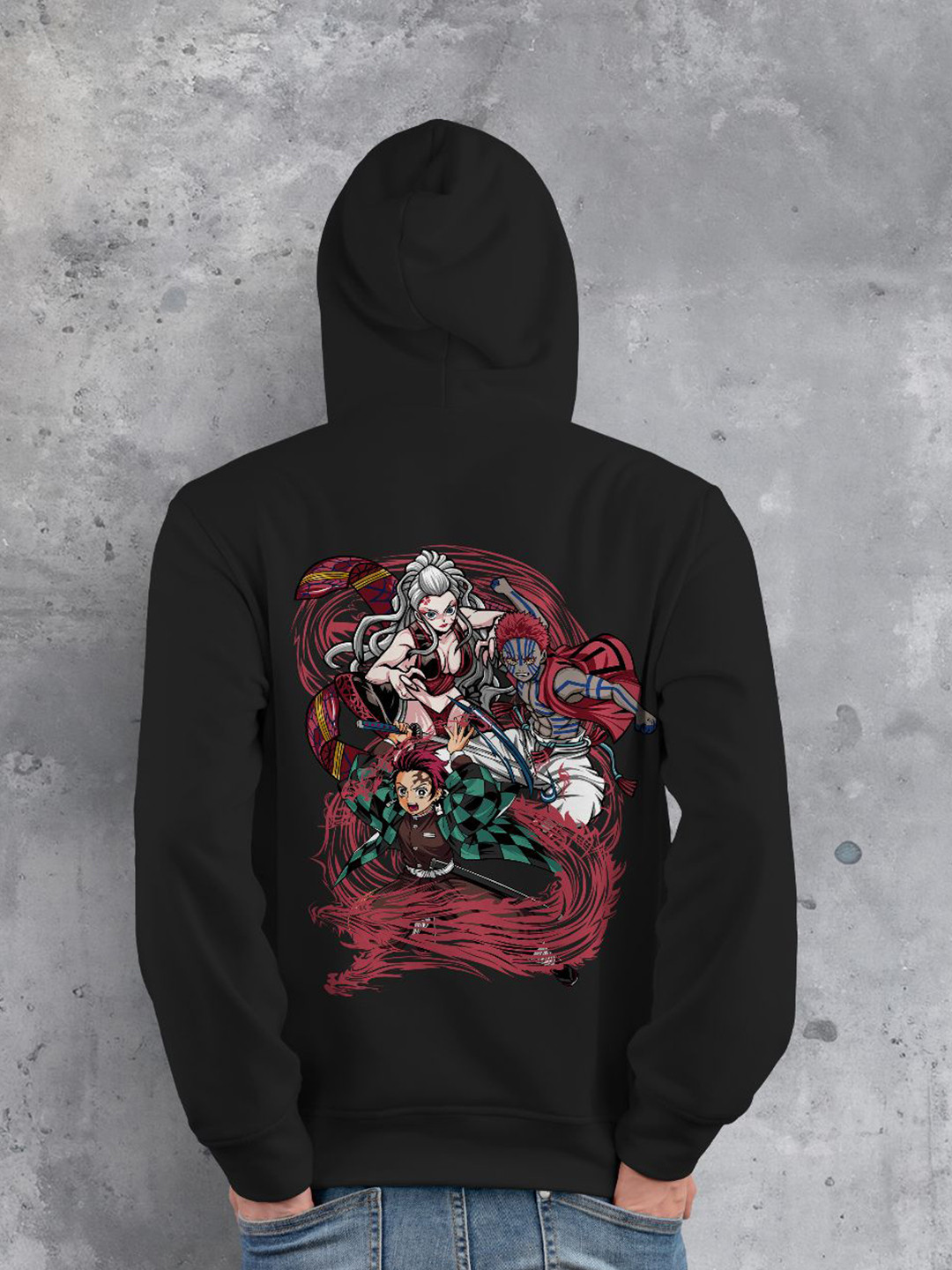 

fanideaz Men Printed Hooded Sweatshirt, Black