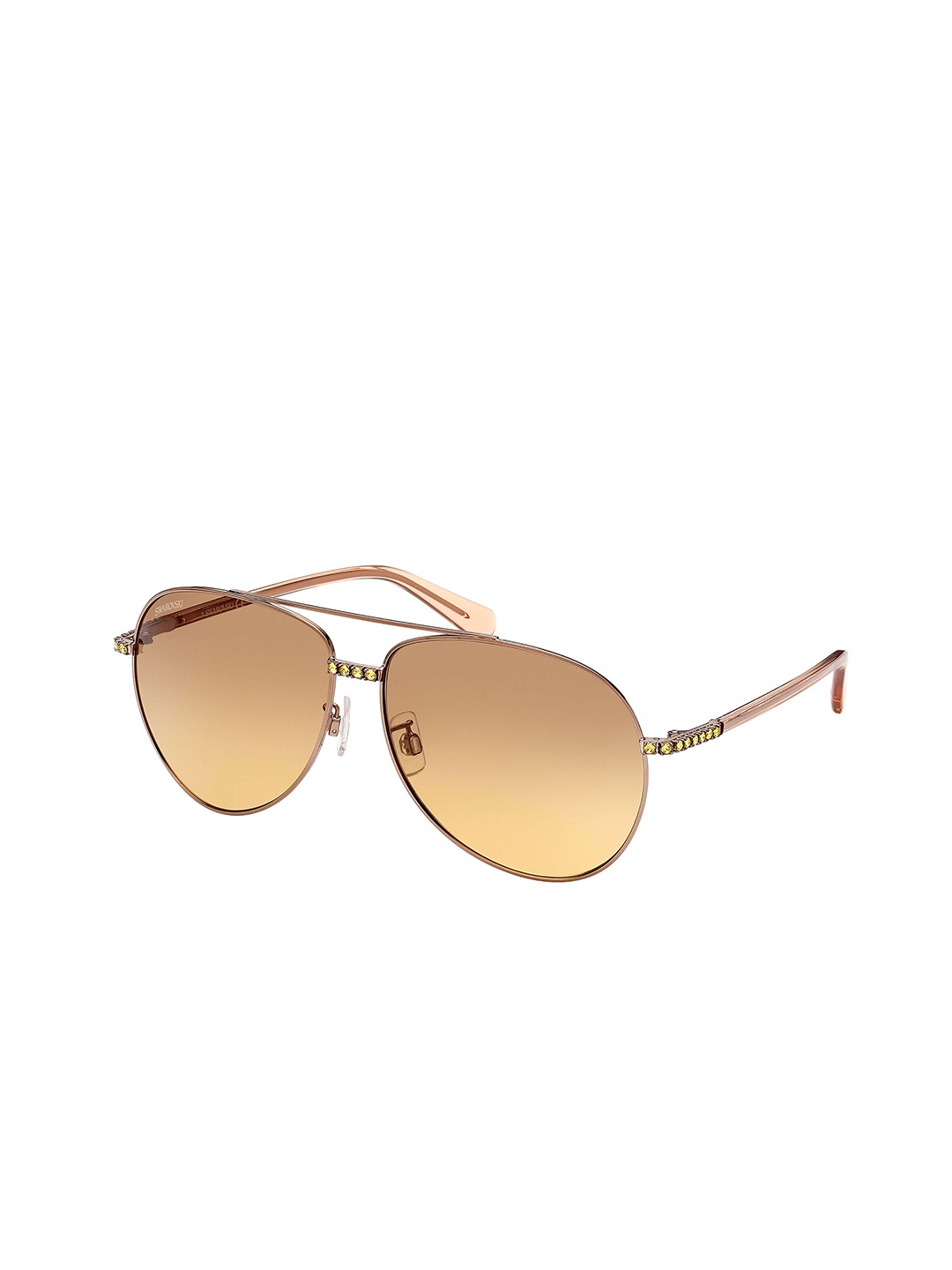 

SWAROVSKI Women Aviator Sunglasses UV Protected Lens 5625294-Brown