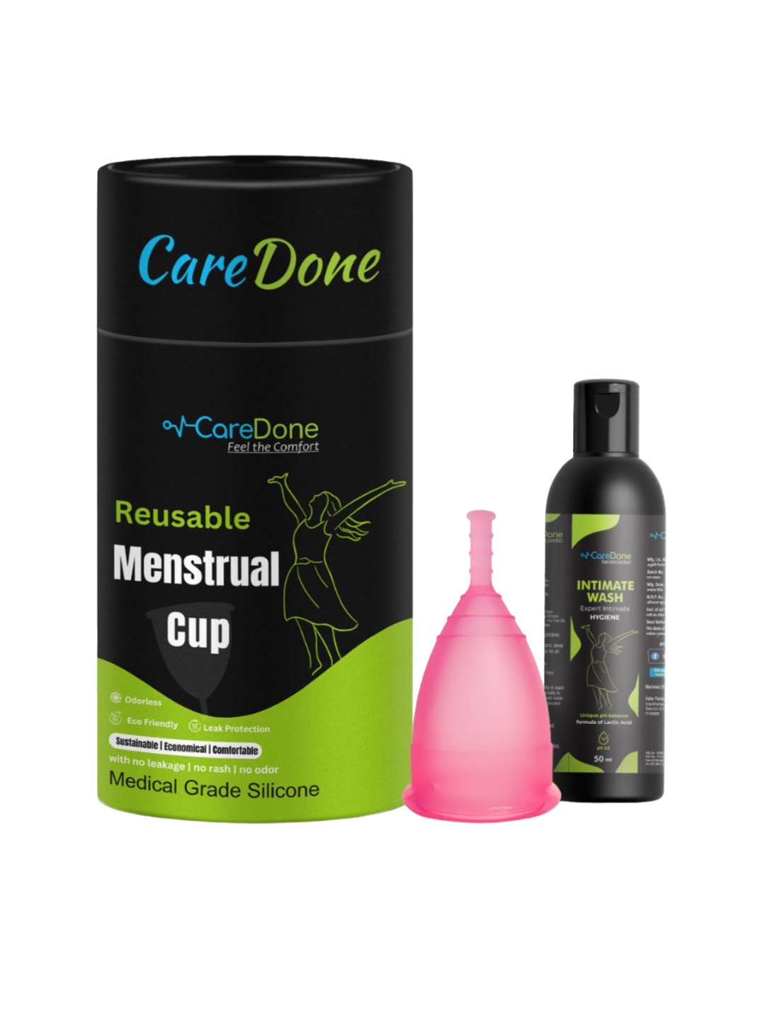 

CareDone Reusable & Leakproof Menstrual Cup With Intimate Wash - 50 ml, Pink