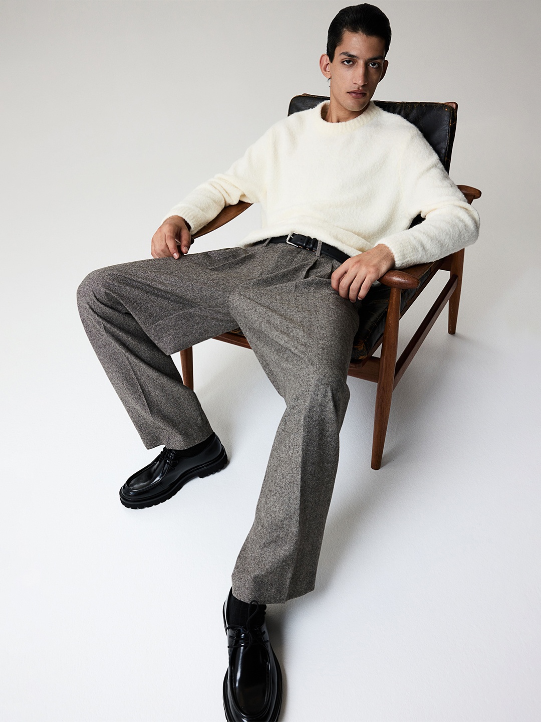 

H&M Men Fine-Knit Jumper, Cream
