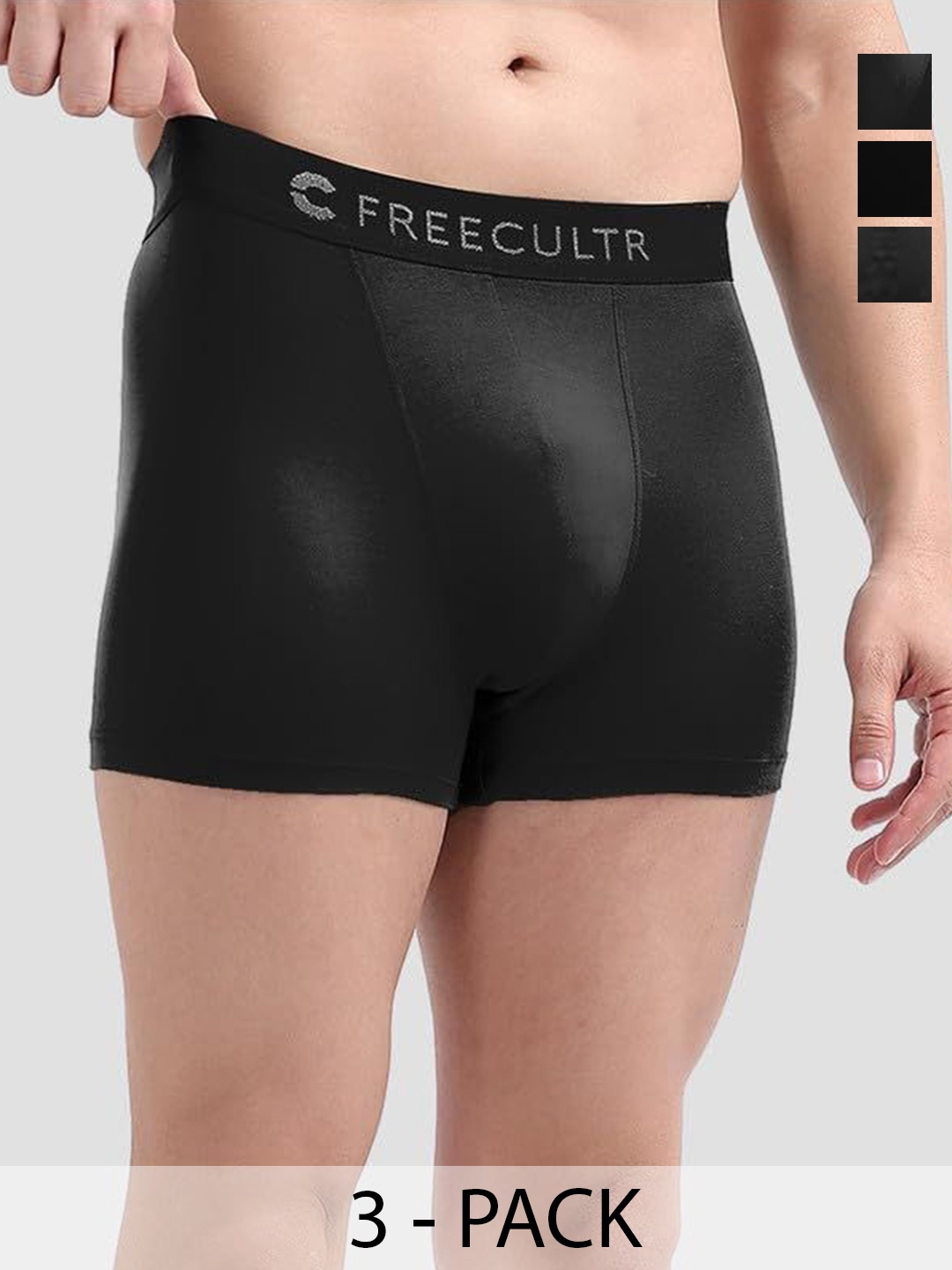 

FREECULTR Pack Of 3 Breathability Trunks, Black