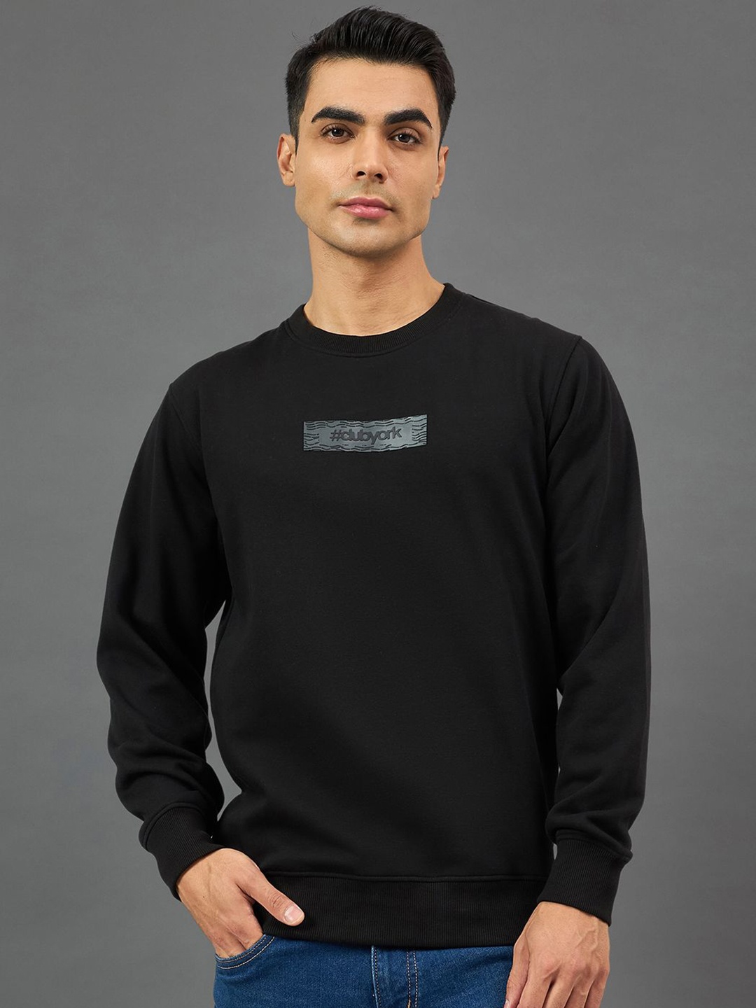 

Club York Men Printed Sweatshirt, Black