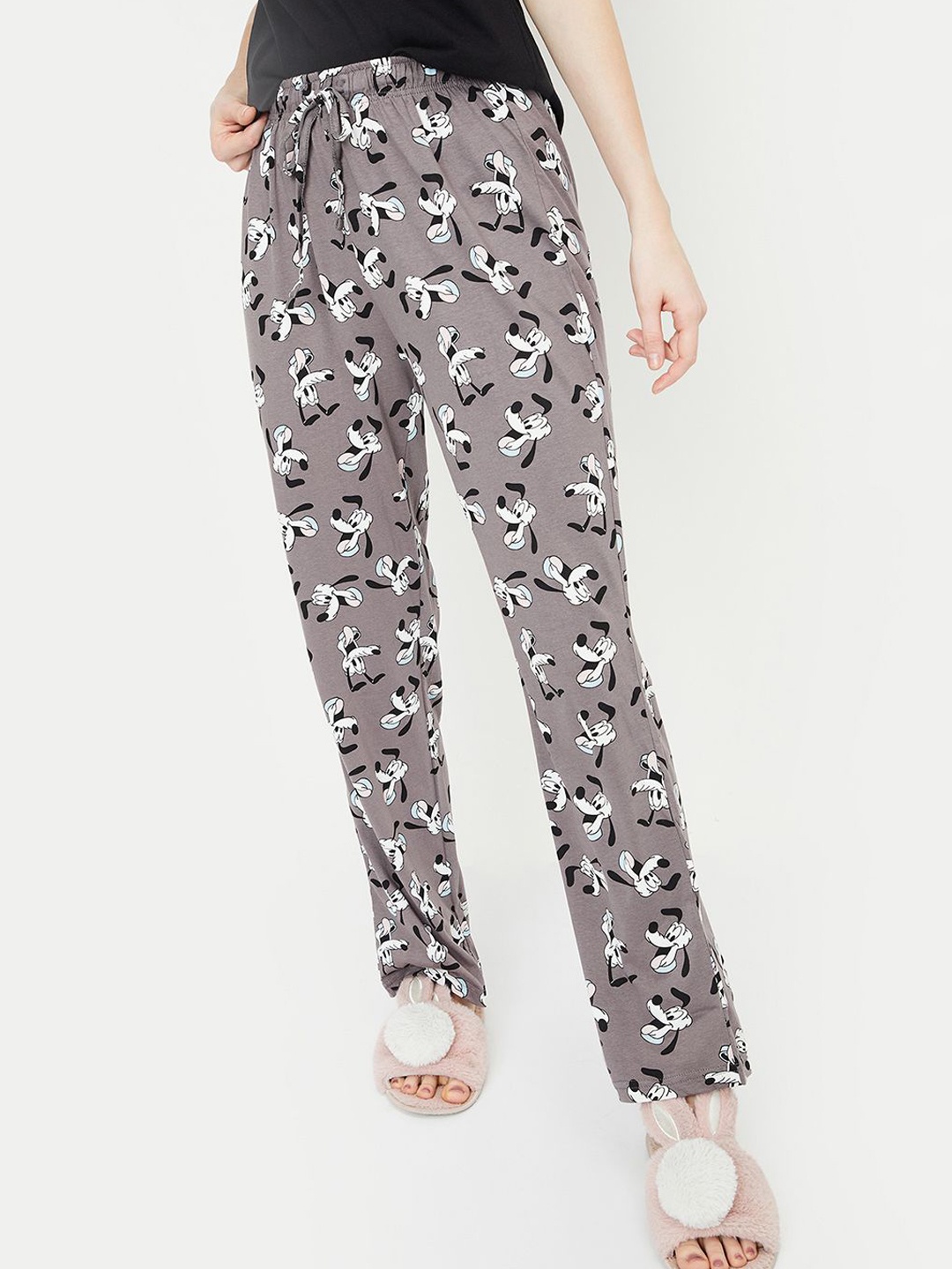

max Women Printed Mid Rise Lounge Pant, Grey