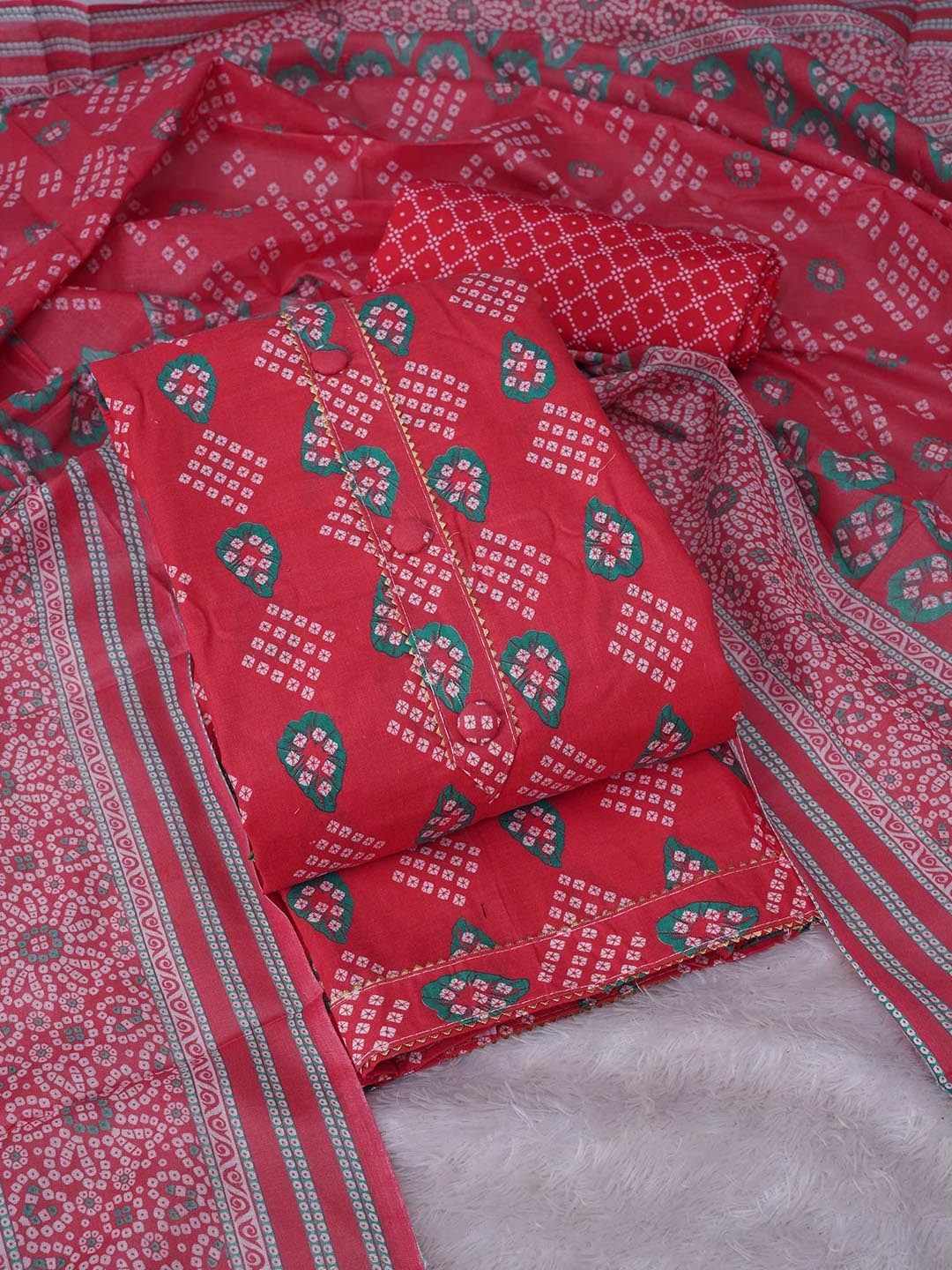 

Peachmode Printed Gotta Patti Unstitched Dress Material, Pink