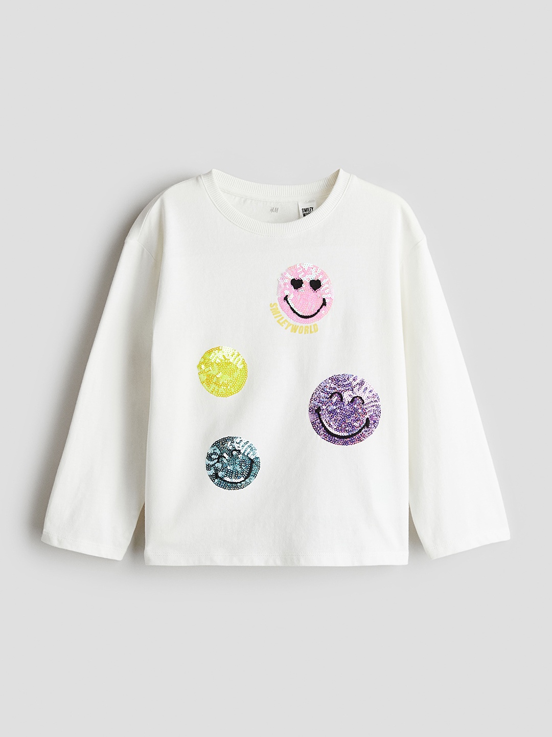 

H&M Girls Motif-Detail Cotton Top, White