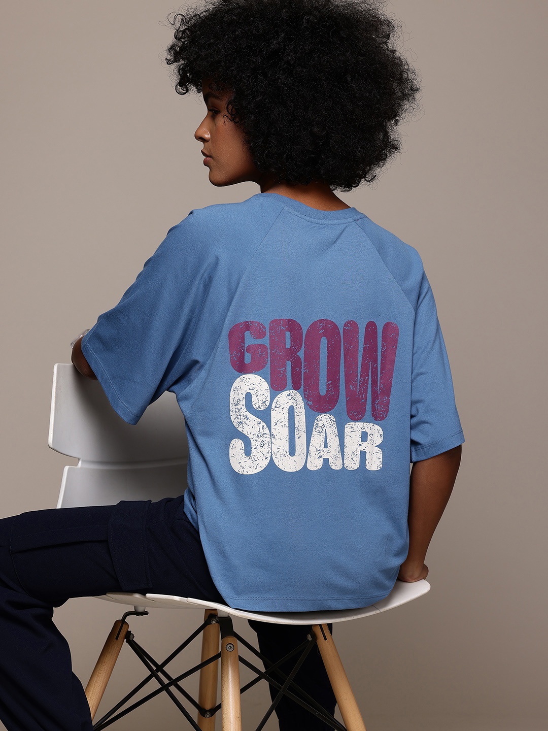 

The Roadster Lifestyle Co. Printed Oversized T-shirt, Blue