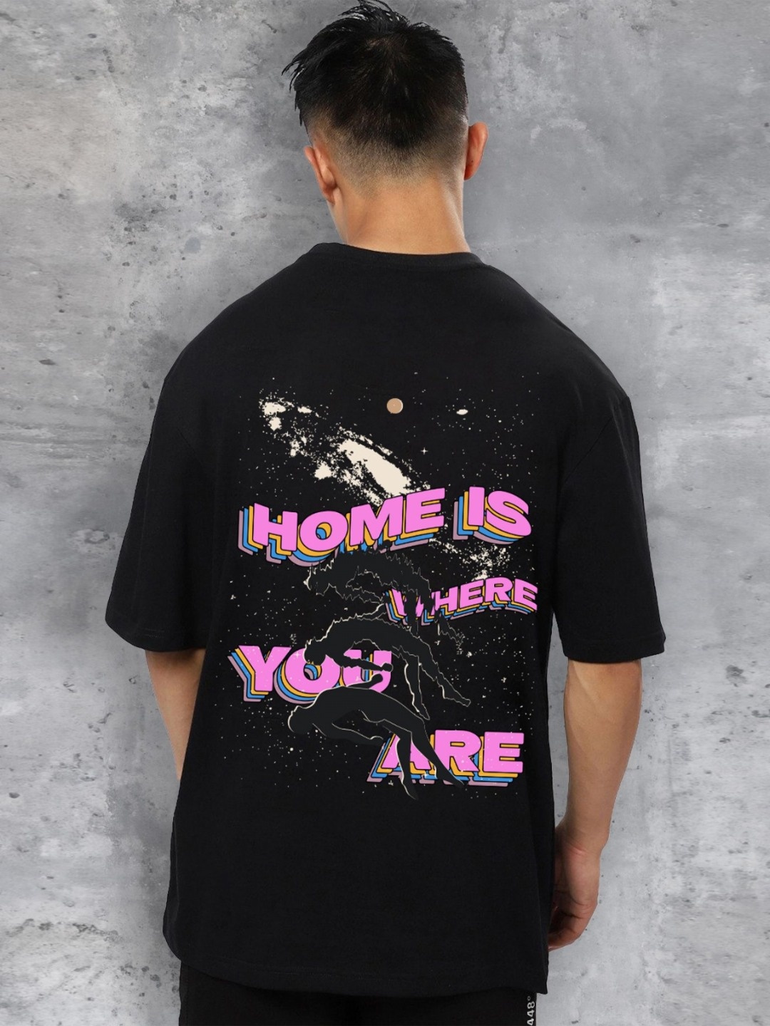 

fanideaz Men Graphic Printed Round Neck Cotton Oversized T-shirt, Black