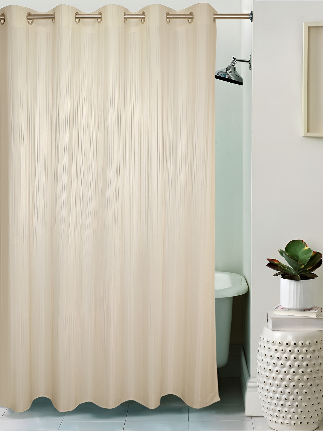 

Lushomes Cream-Colored Striped Shower Curtains