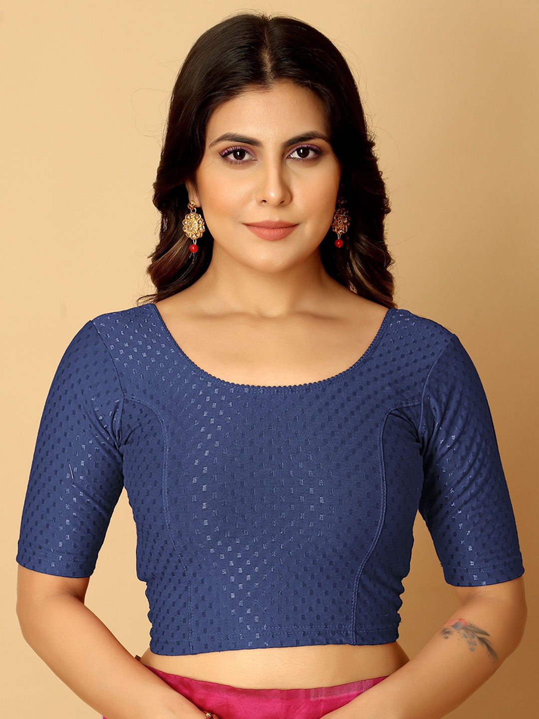 

Jaanvi Woven Design Saree Blouse, Blue