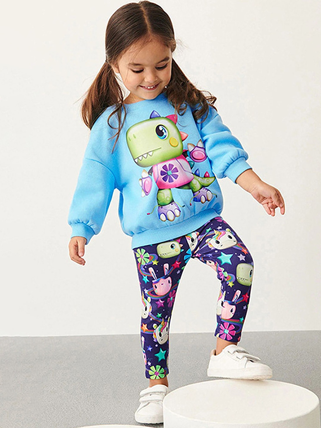 

LULU & SKY Girls Printed Sweatshirt with Leggings Clothing Set, Blue