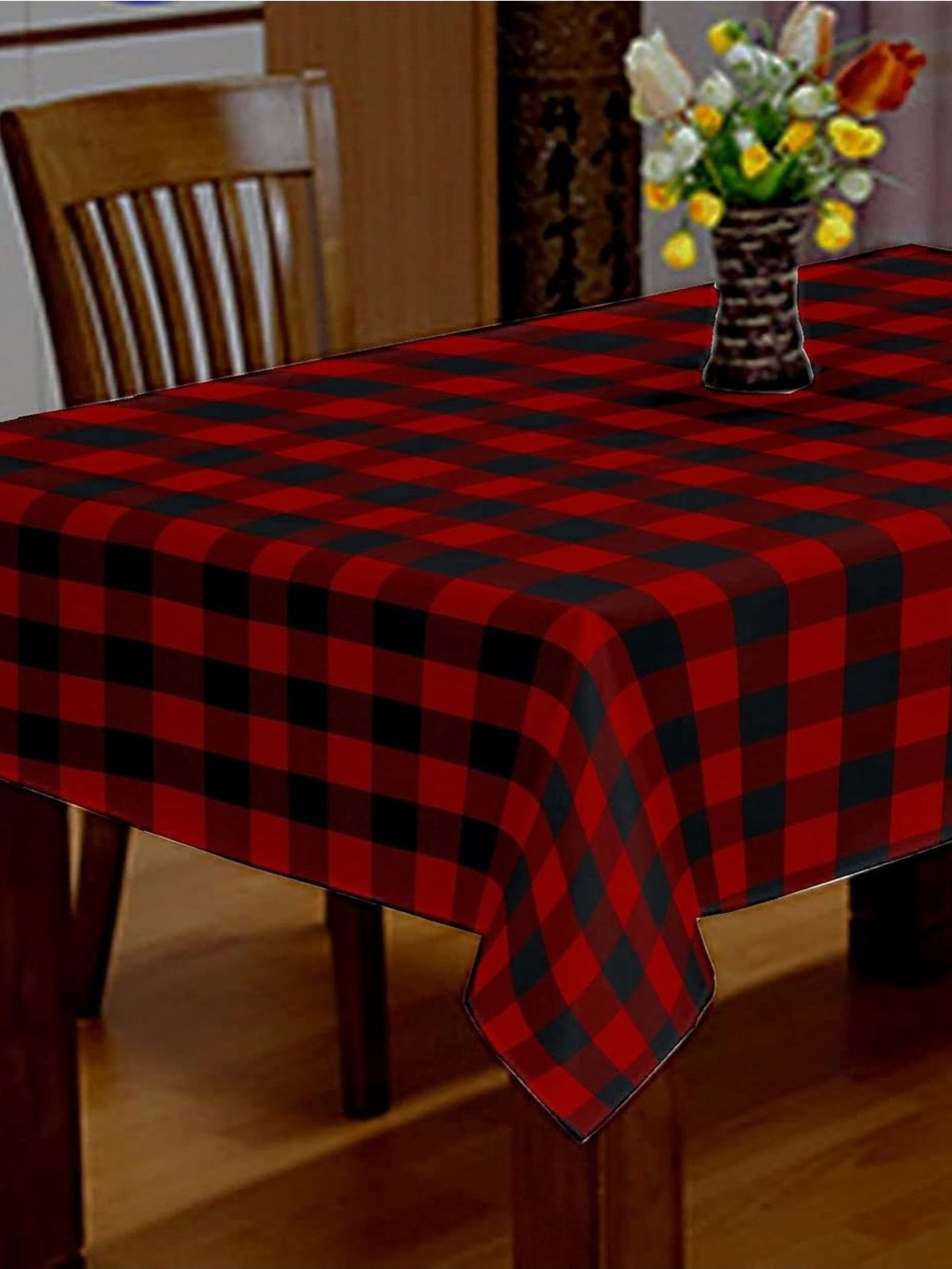 

Lushomes Red Geometric Printed Cotton 4-Seater Table Cover