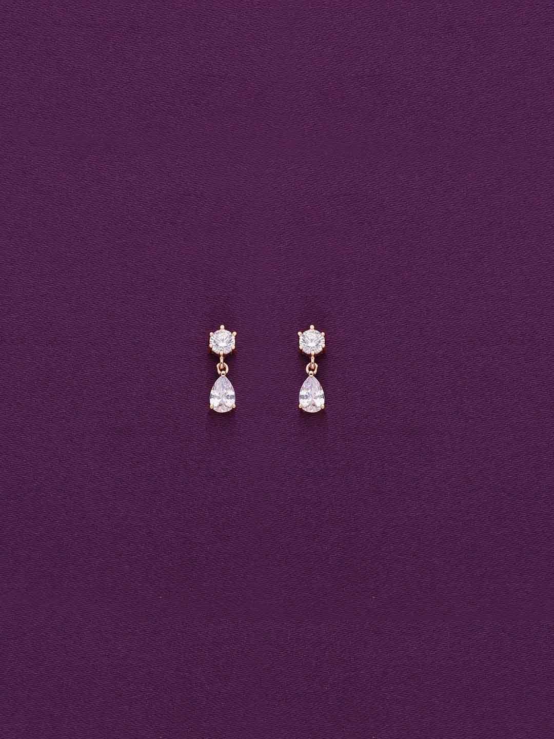 

KAI JEWEL 92.5 Sterling Silver Rose Gold-Plated Contemporary Cubic Zirconia Drop Earrings