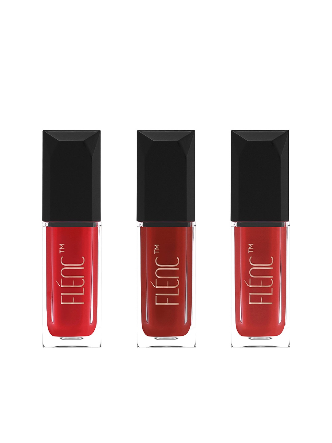 

FLENC 3Pc Cryla Smudge-Proof Velvet Matte Liquid Lipstick- Milan- Barcelona- Sydney, Red