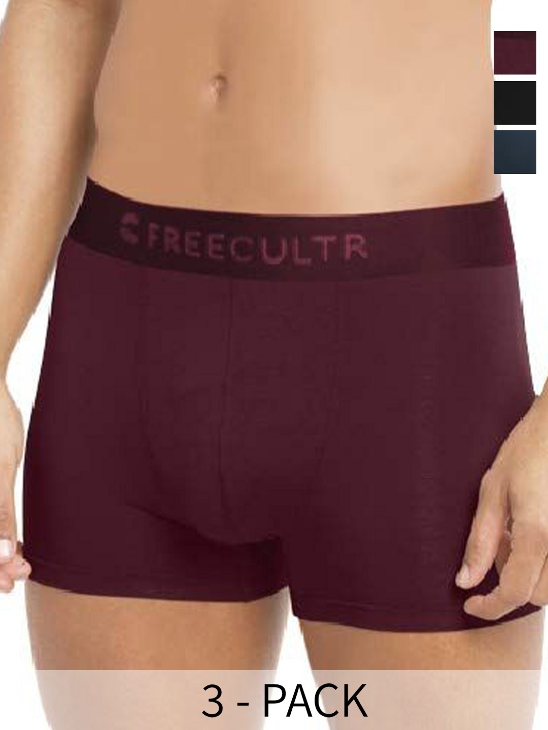 

FREECULTR Pack Of 4 Anti-Bacterial Trunks FCP-CX-T-PW-SAB-SPB-AG-M, Maroon