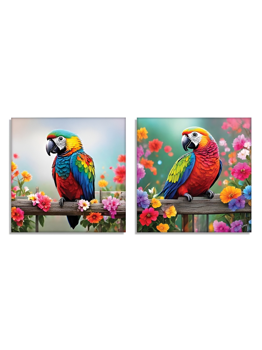 

RANDOM Blue & Red 2 Pieces Canvas Birds and Animals Wall Paintings