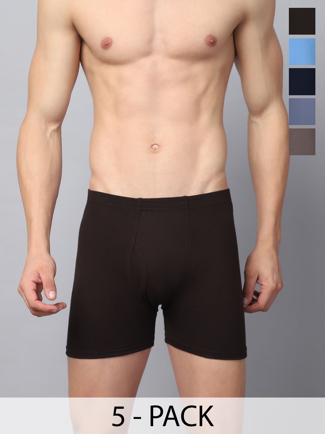 

VIMAL JONNEY Cotton Pack Of 5 Assorted Trunks-JONNEY__BLUE__B__05