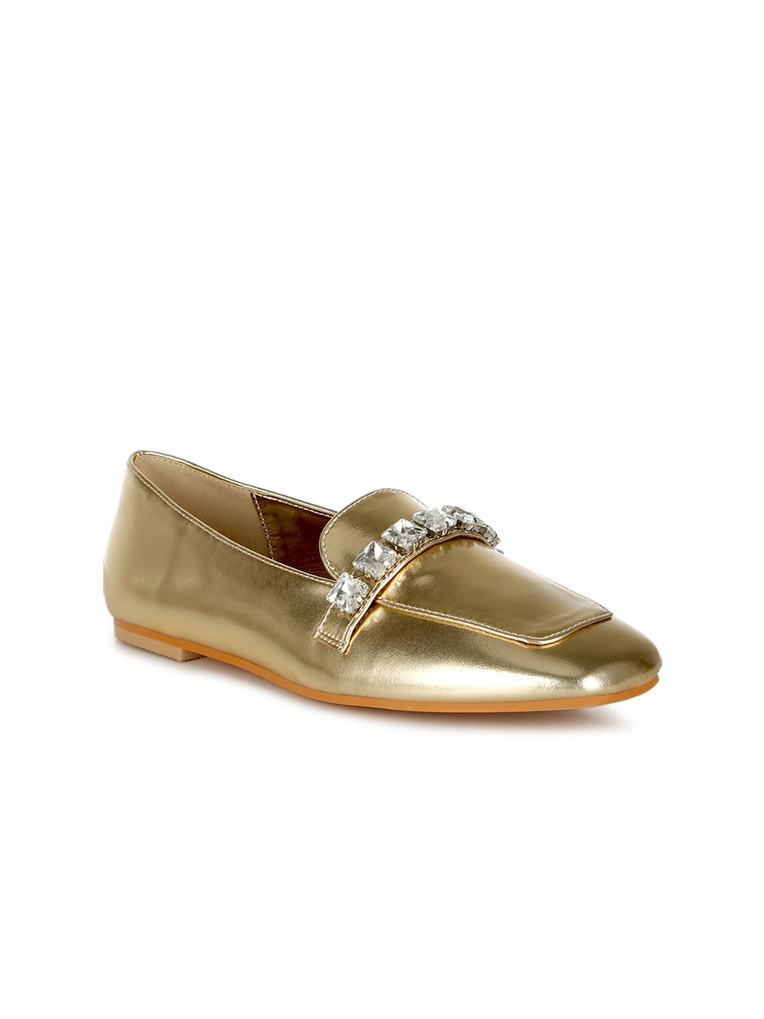 

RAG & CO Women Patent Leather Loafers, Gold