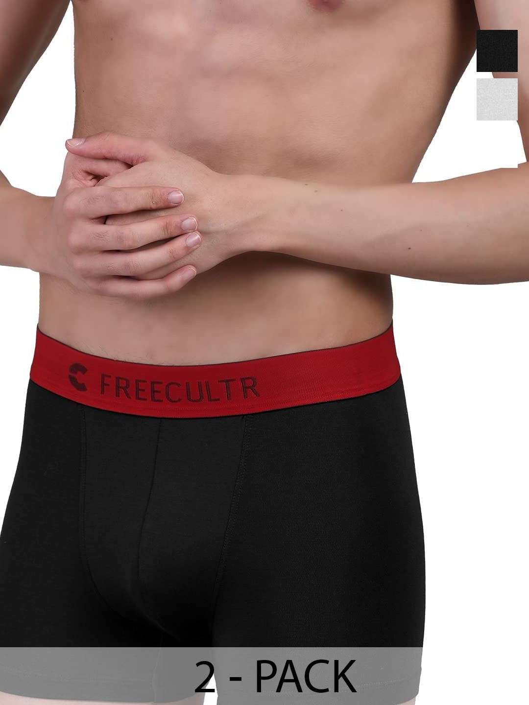 

FREECULTR Pack Of 3 Breathability Trunks FC-L-T-RBLK-RWH-RGRY-03_L, Black