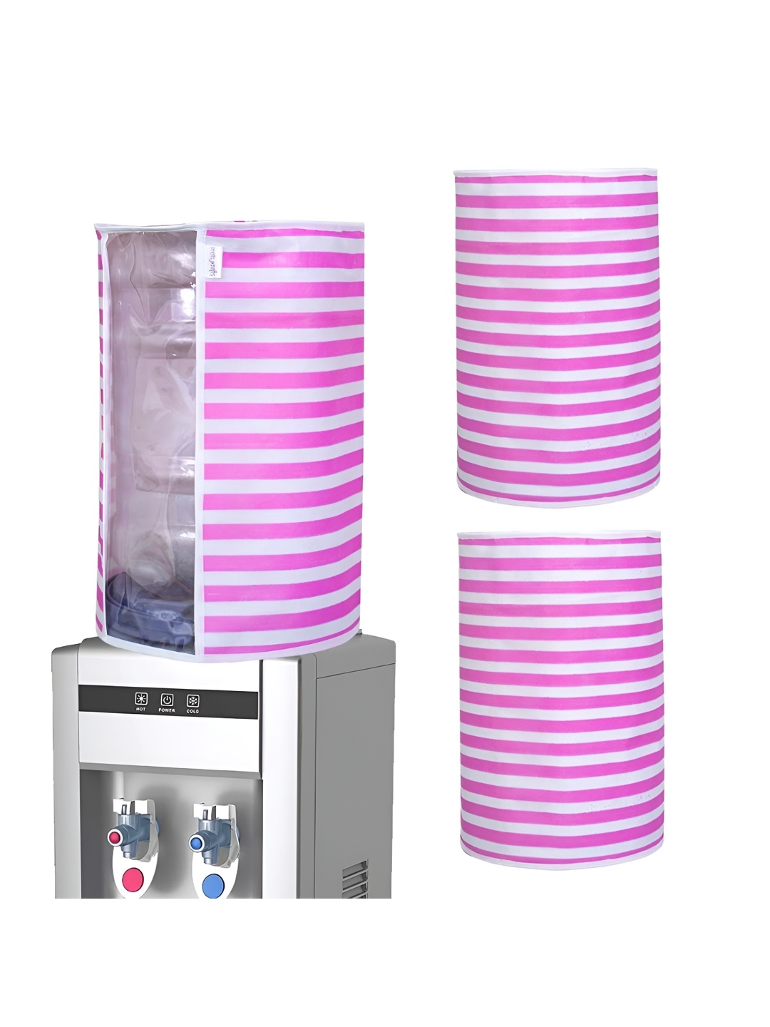 

prettykrafts White & Pink 3Pcs Striped Water Dispenser Covers