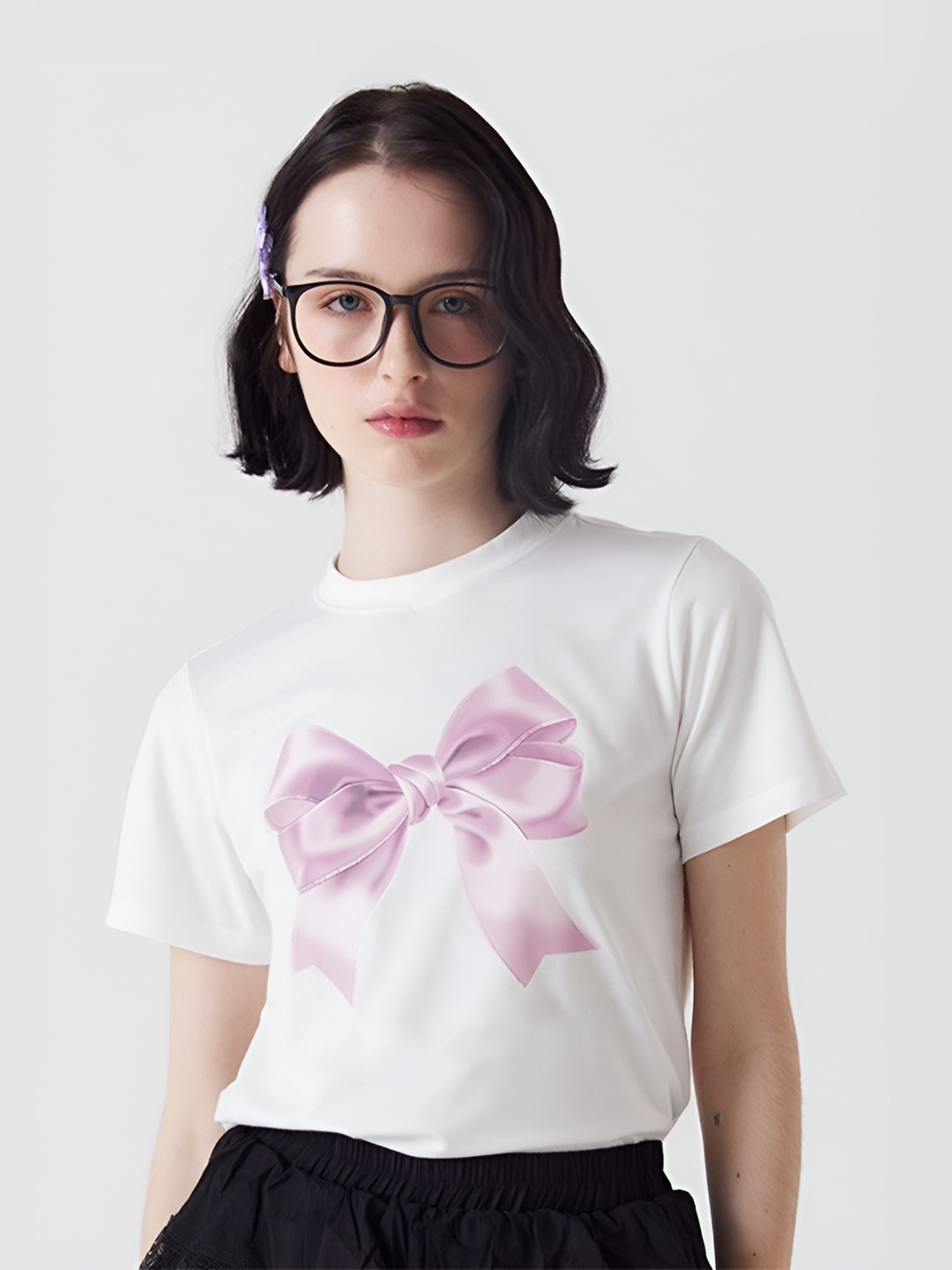 

LULU & SKY Women Graphic Printed Round Neck T-shirt, White