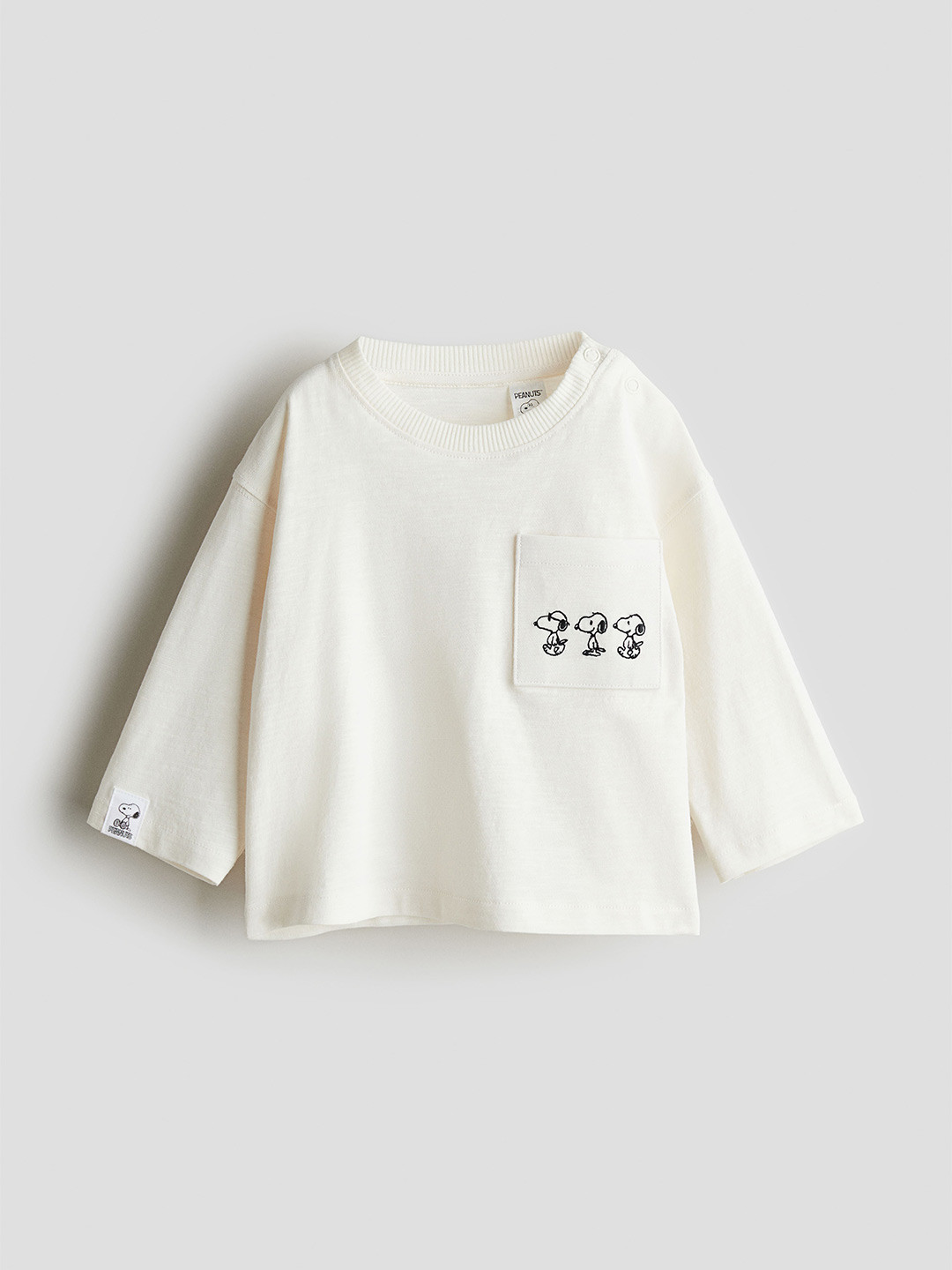 

H&M Infants Boys Long-Sleeved Print-Motif Tshirts, Cream